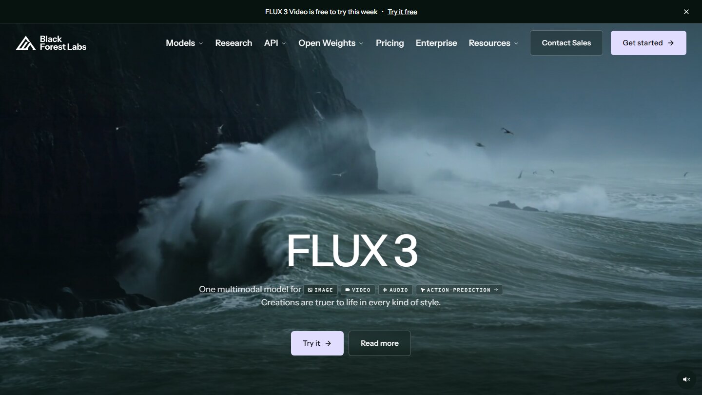 Сайт Flux — скриншот первого экрана