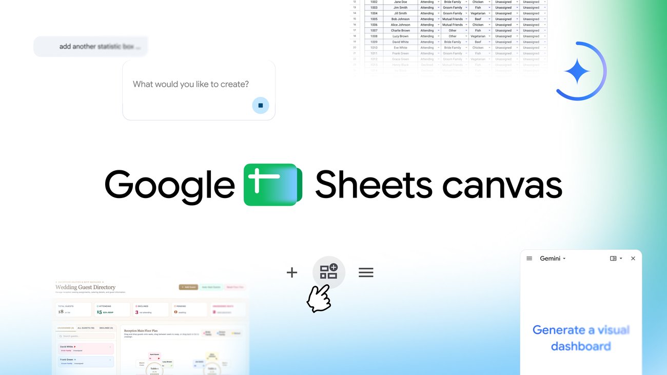 Google запустила Sheets canvas — Gemini собирает из таблиц дашборды без кода