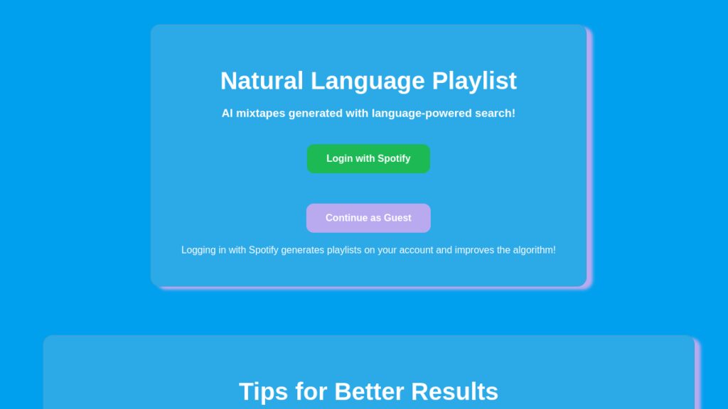 Интерфейс Natural Language Playlist