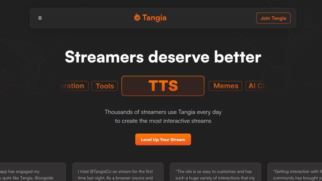 Интерфейс Tangia
