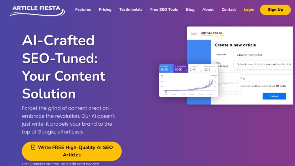 Интерфейс Article Fiesta