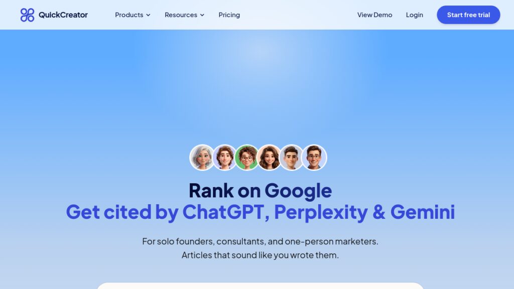 Интерфейс Quick Creator