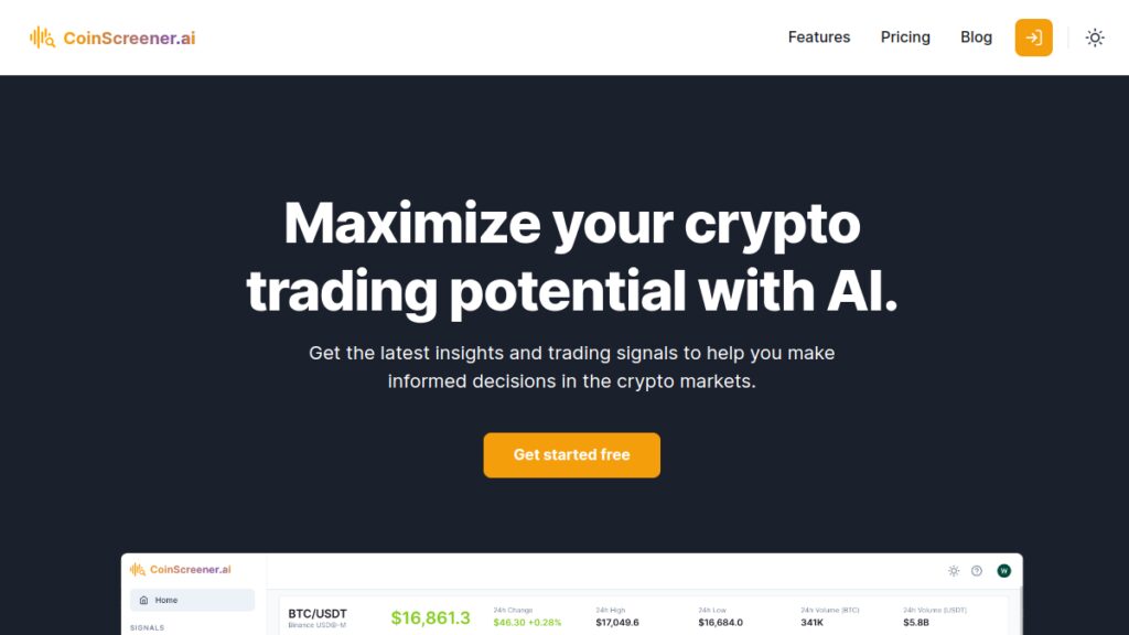 Интерфейс CoinScreener