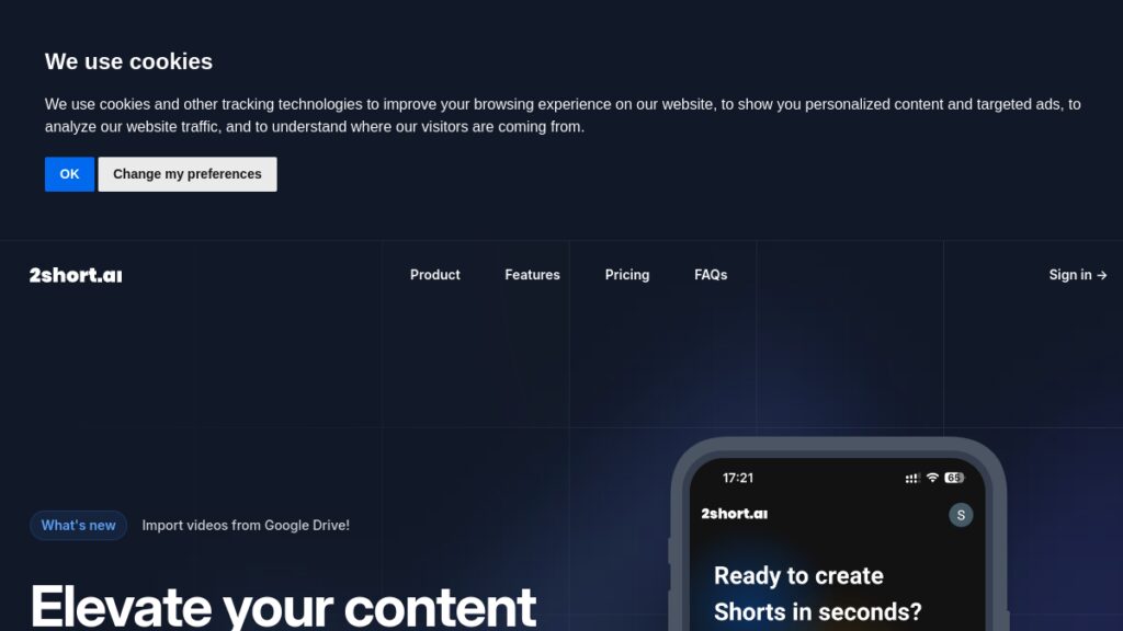 Интерфейс 2short.ai