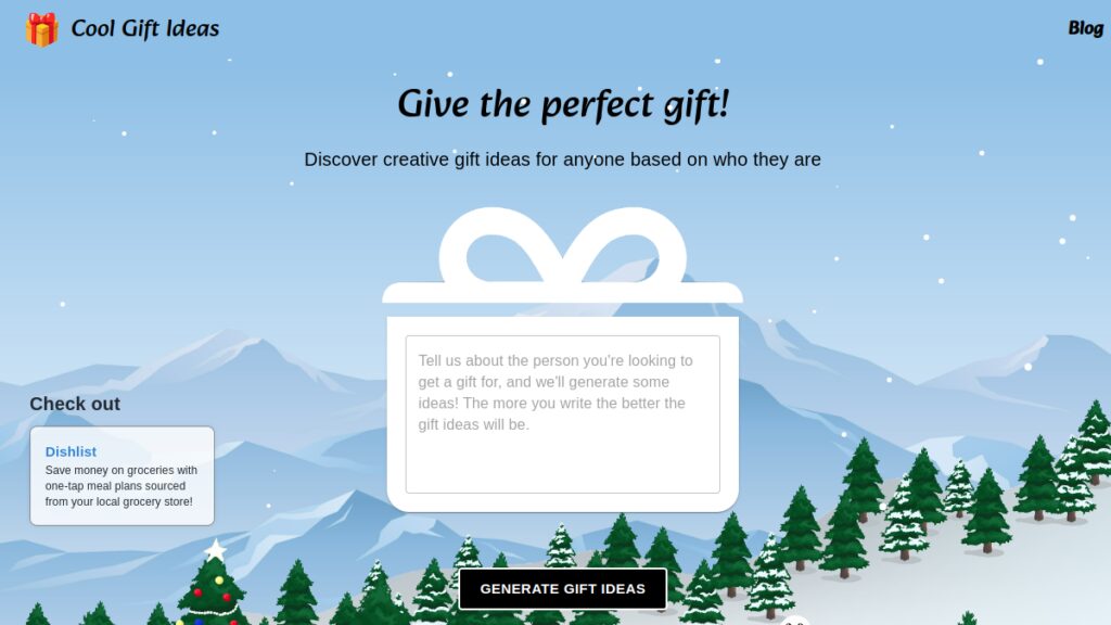 Интерфейс Cool Gift Ideas