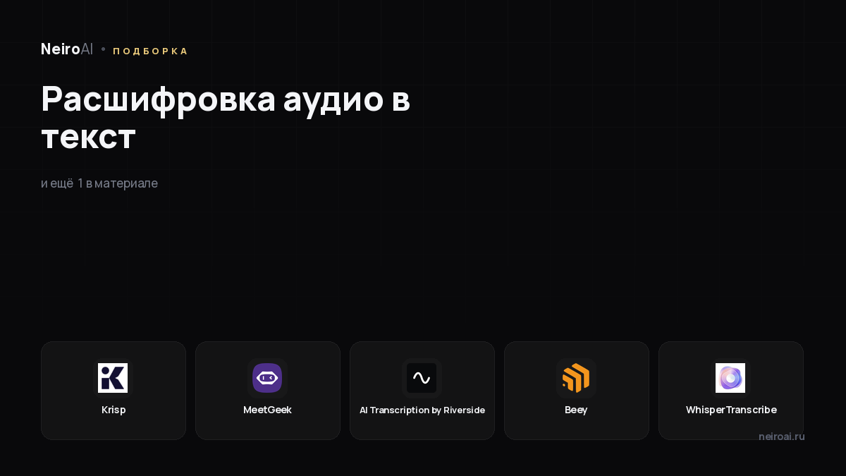 Нейросети для расшифровки аудио в текст: 6 сервисов и когда какой брать