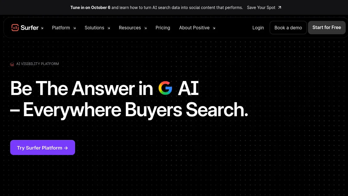 Интерфейс Surfer SEO